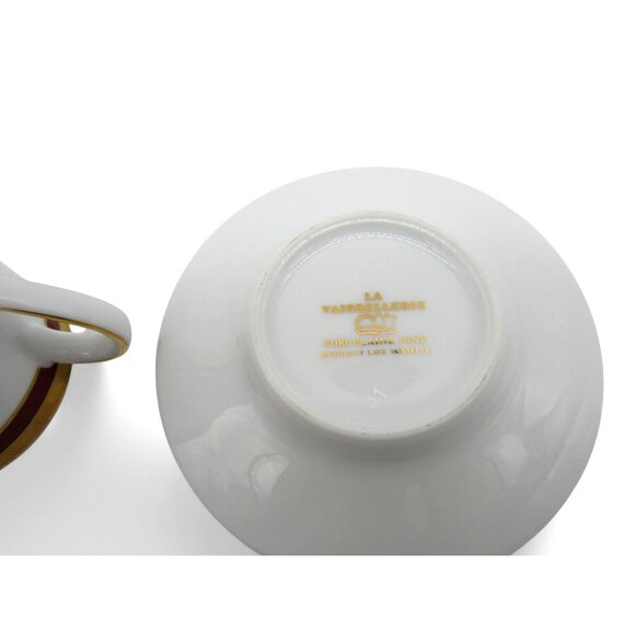 LA VAISSELLERIE Fine PORCELAIN Cup Saucer Gold Red Accents Vaiselle Vintage - Picture 8 of 10